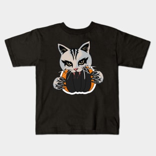 huge scary cat and cute Kids T-Shirt